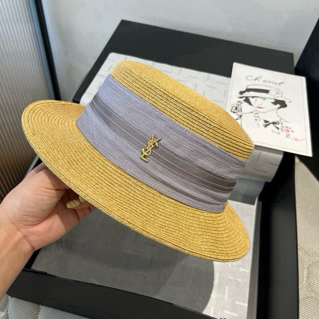 🆕

圣罗兰新款平顶遮阳帽，遮阳草帽，头围57cm
