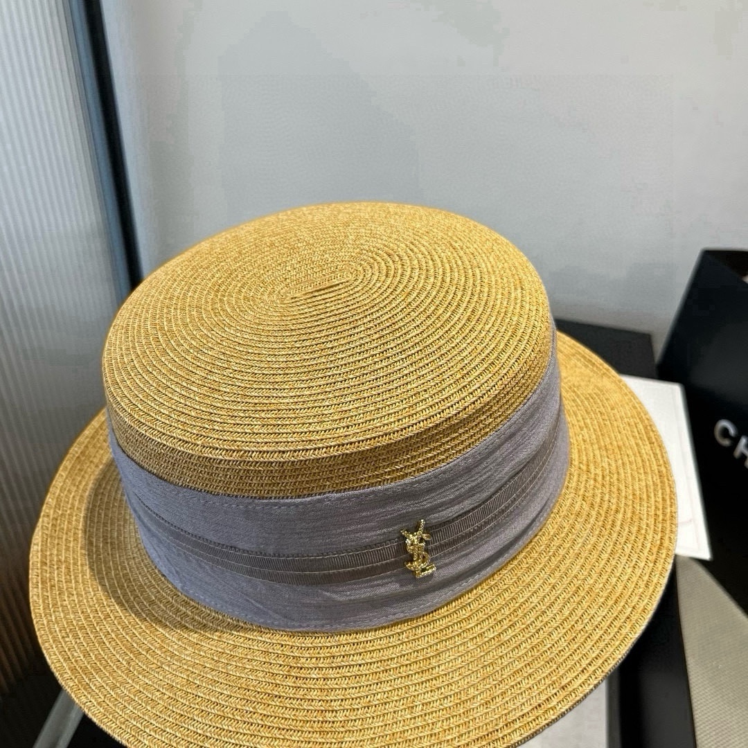 🆕

圣罗兰新款平顶遮阳帽，遮阳草帽，头围57cm