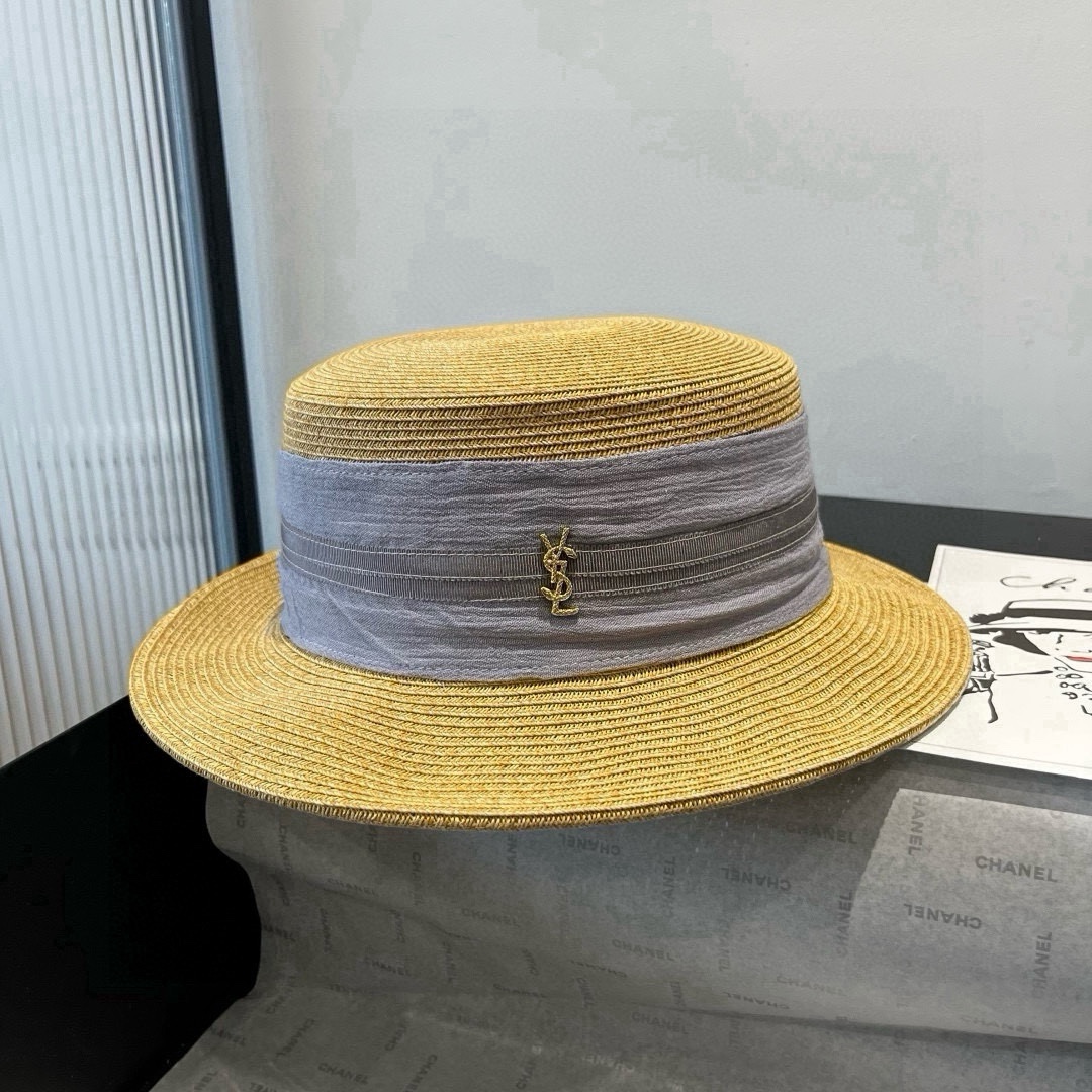 🆕

圣罗兰新款平顶遮阳帽，遮阳草帽，头围57cm