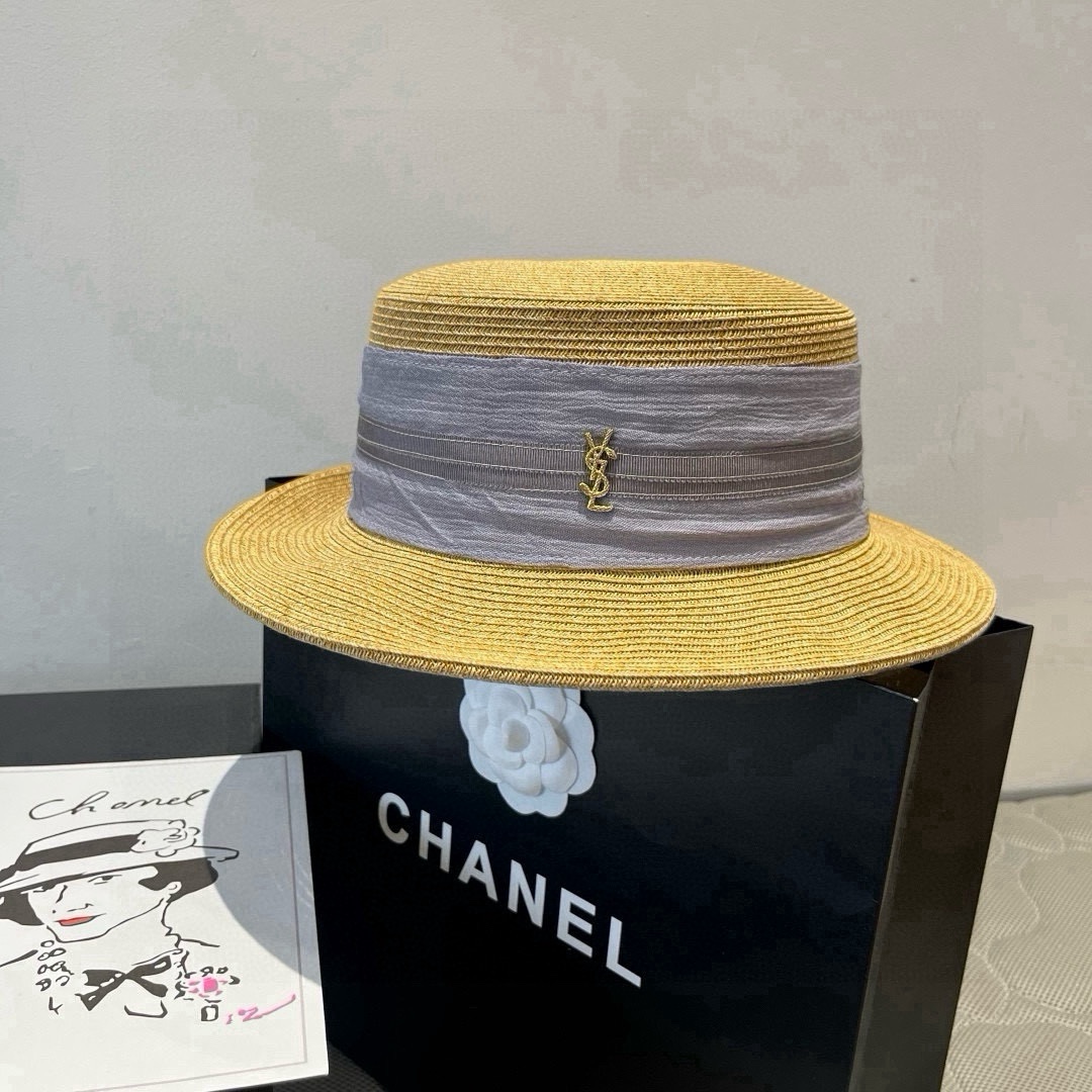 🆕

圣罗兰新款平顶遮阳帽，遮阳草帽，头围57cm