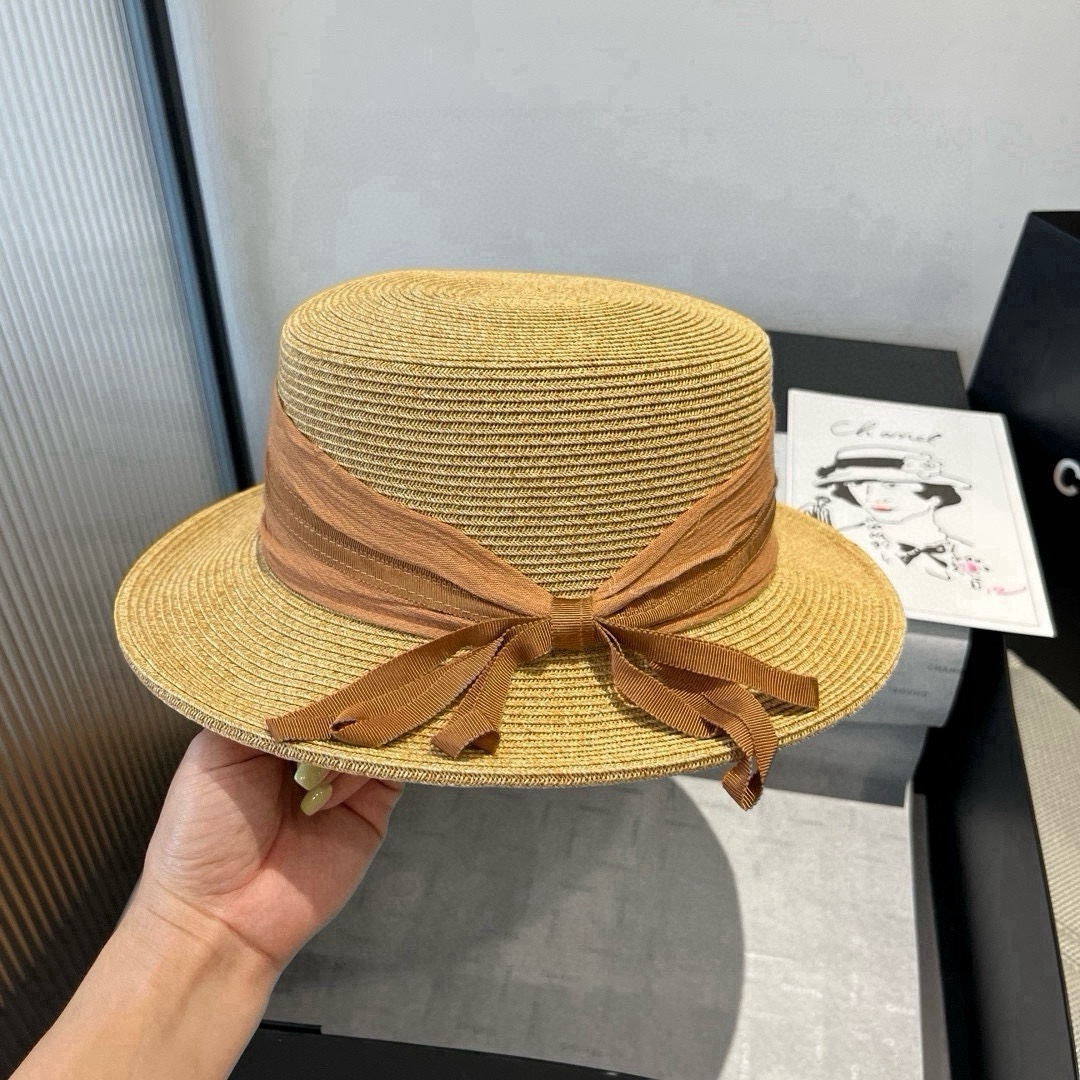 🆕

圣罗兰新款平顶遮阳帽，遮阳草帽，头围57cm