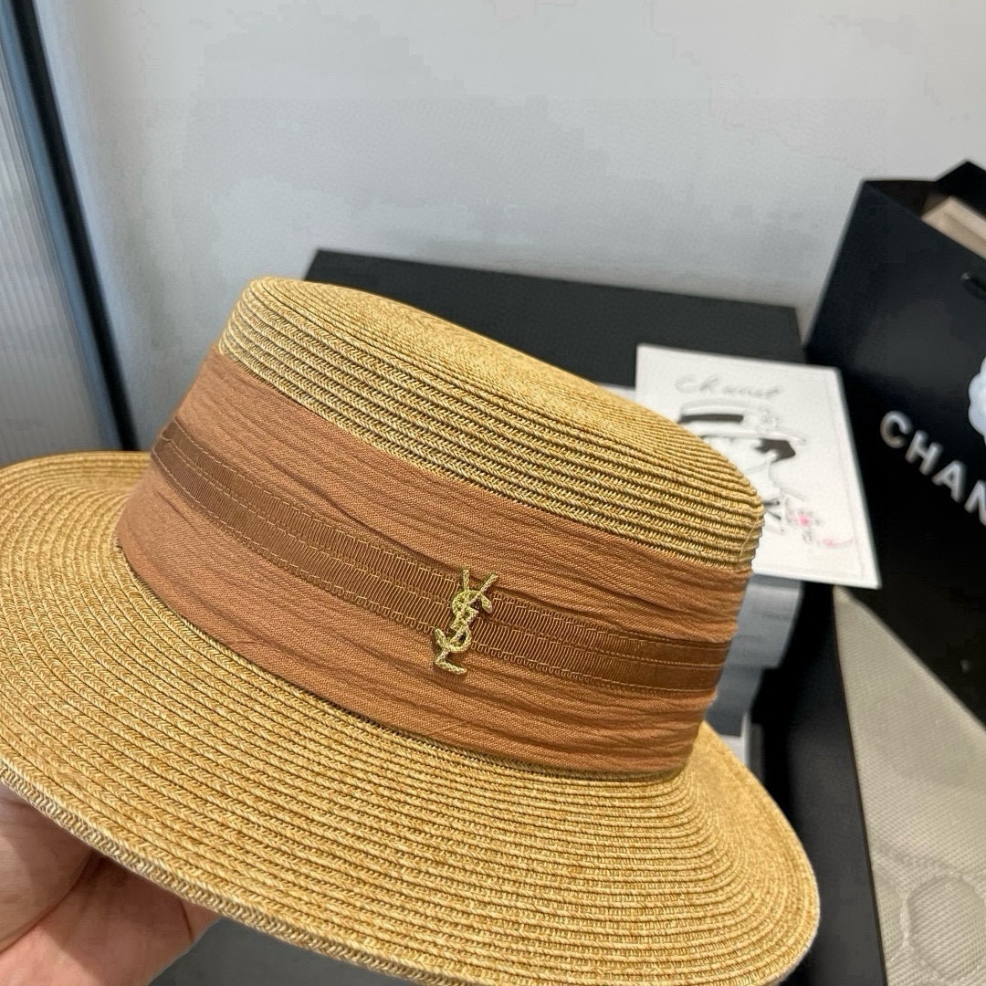 🆕

圣罗兰新款平顶遮阳帽，遮阳草帽，头围57cm