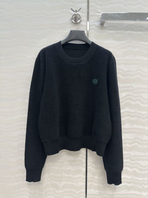 Loewe Women's Embroidered Logo Wool Sweater - Classic Fit, Black, S-L 1 Loewe Women's Embroidered Logo Wool Sweater - Classic Fit, Black, S-L