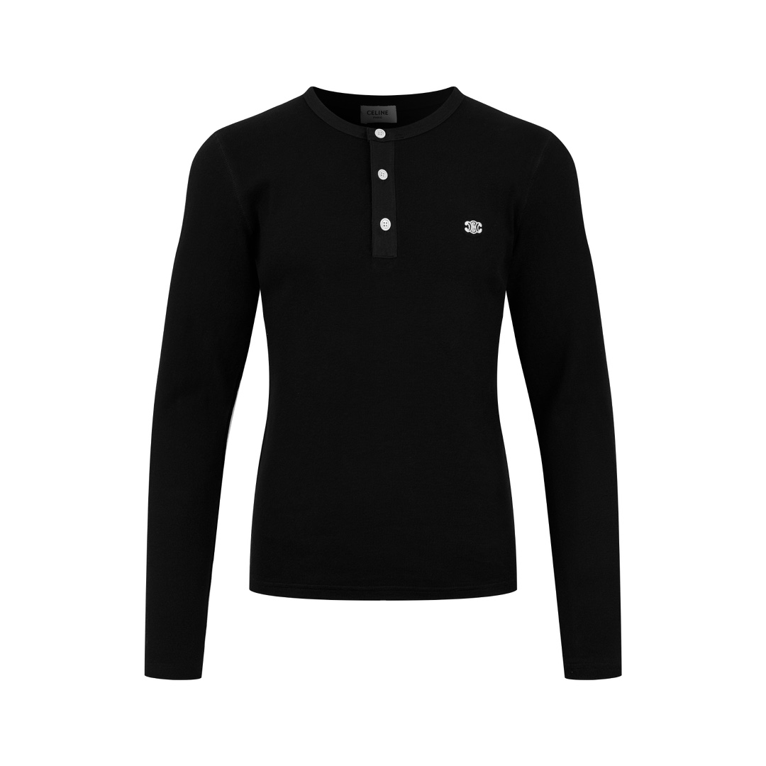 Celinee Men's Black Long Sleeve Cotton T-Shirt with Embroidery 2 i1756142746 3133 2