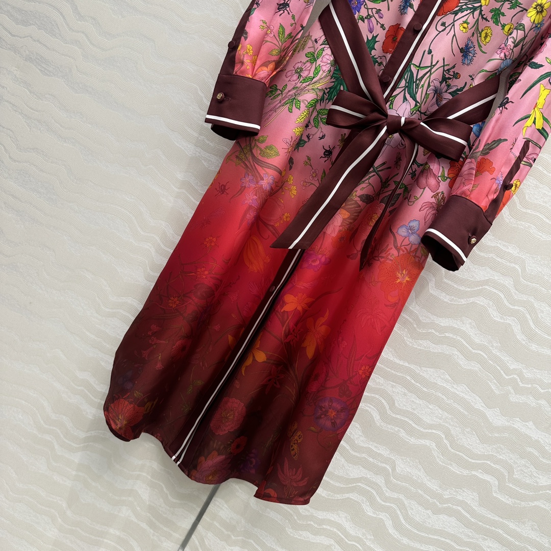 Gucci Floral Print Silk Dress, Shirt Collar, Tie Waist, Elegant & Stylish 21 i1756146314 2243 4