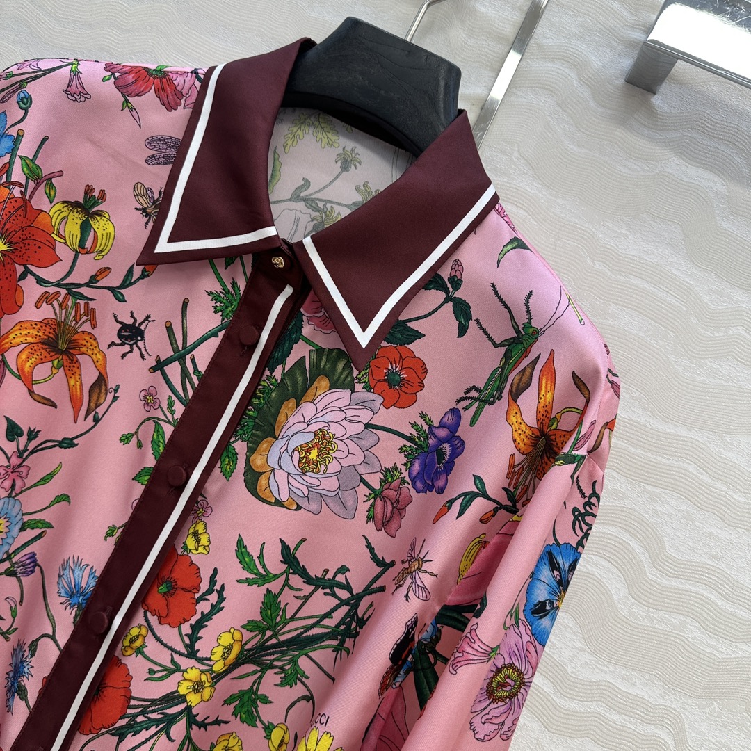 Gucci Floral Print Silk Dress, Shirt Collar, Tie Waist, Elegant & Stylish 19 i1756146314 8339 2