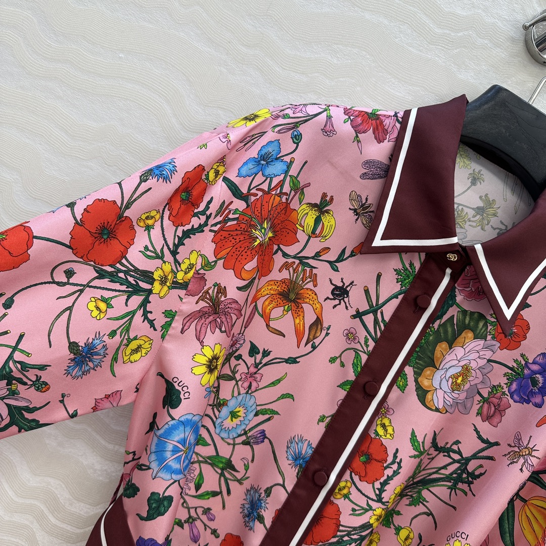 Gucci Floral Print Silk Dress, Shirt Collar, Tie Waist, Elegant & Stylish 20 i1756146314 8694 3