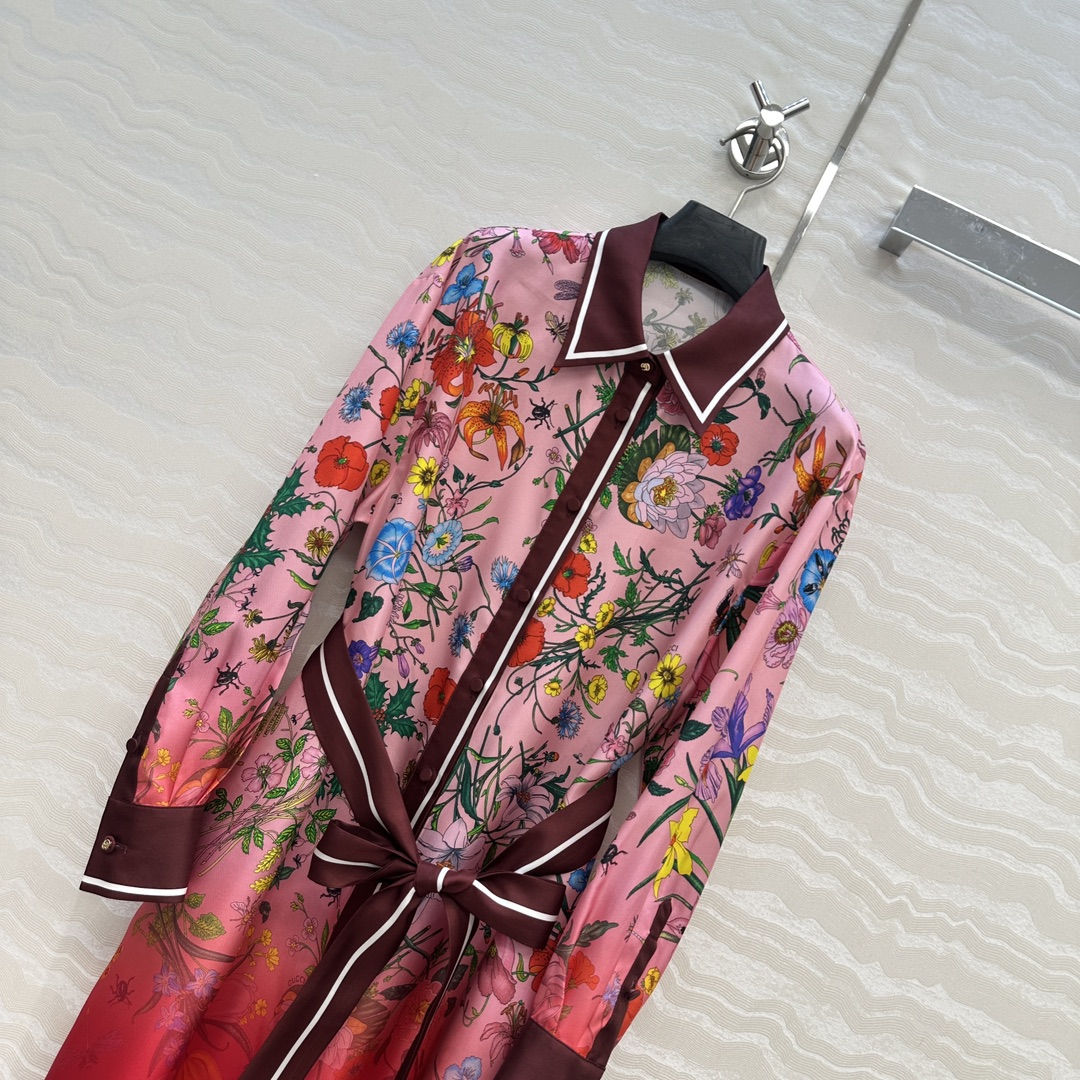 Gucci Floral Print Silk Dress, Shirt Collar, Tie Waist, Elegant & Stylish 18 i1756146314 9560 1