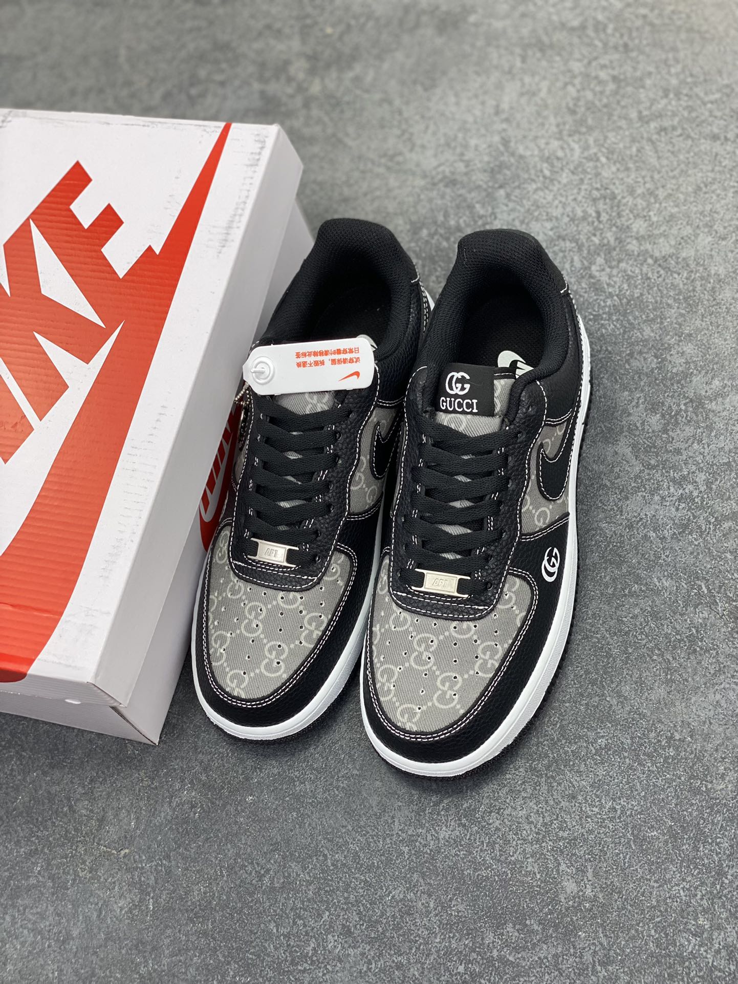 图片[8]-NIke Air Force 1 \’07 Low “古驰联名——荔纹印花”空军一号 低帮 运动鞋 休闲鞋 折边针车 工艺难度大 原楦头原纸板 原装鞋盒 定制五金配件 内置全掌气垫 原厂鞋底 货号：AH8462-002 尺码：36 36.5 37.5 38 38.5 39 40 40.5 41 42 42.5 43 44 44.5 45-选品中心