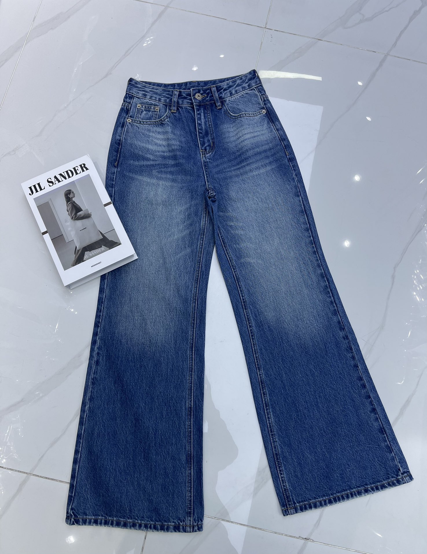 Loewe Inspired Flare Leg Jeans High Waist Denim Pants for Women 2 i1756179106 6401 0
