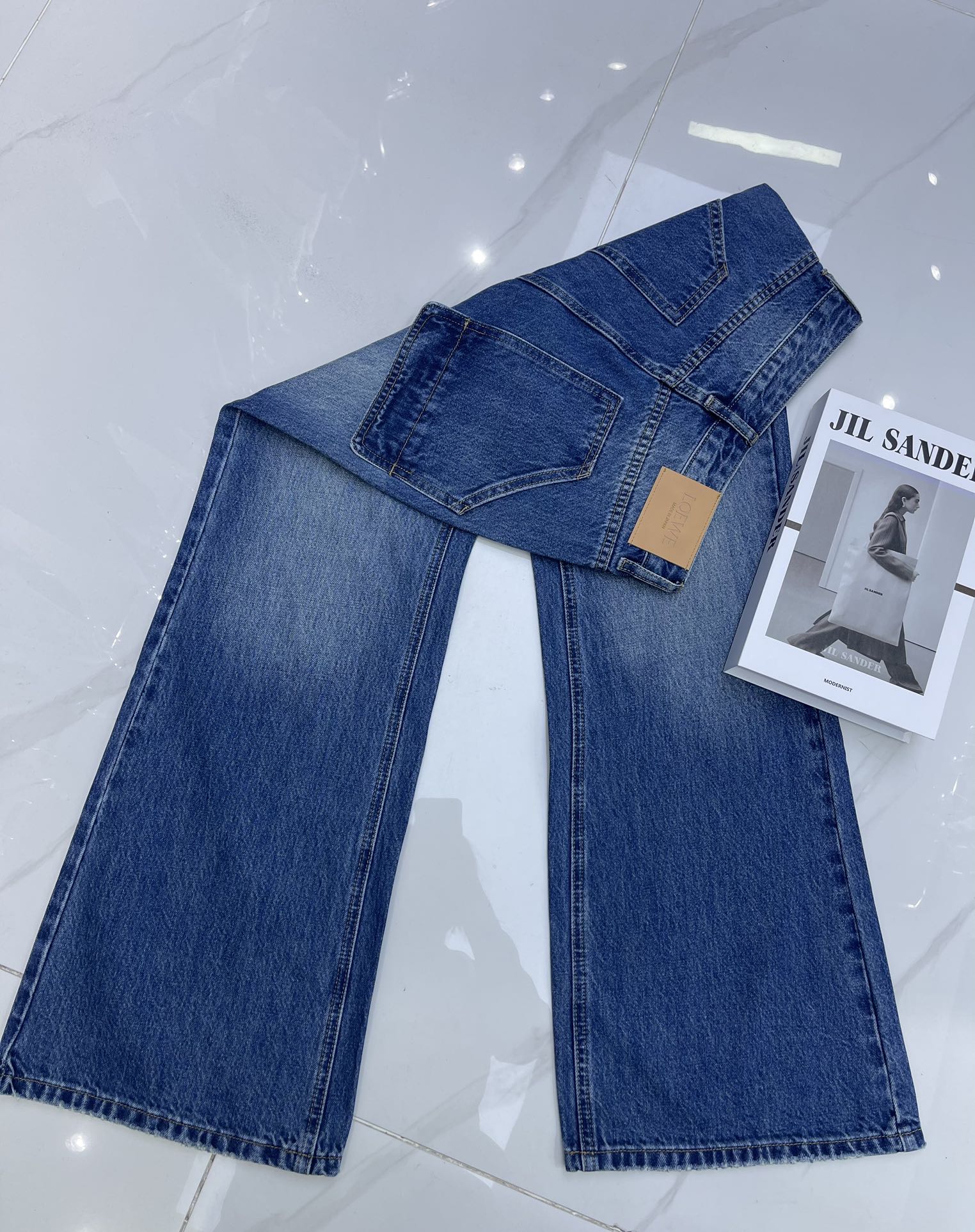 Loewe Inspired Flare Leg Jeans High Waist Denim Pants for Women 3 i1756179106 9482 3