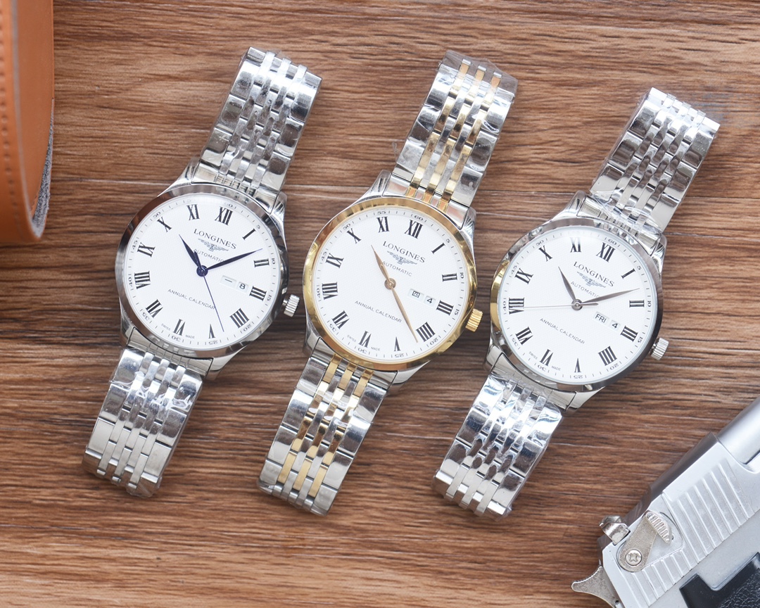 Longines Men's Automatic Watch with Stainless Steel Band, White Dial, 41mm