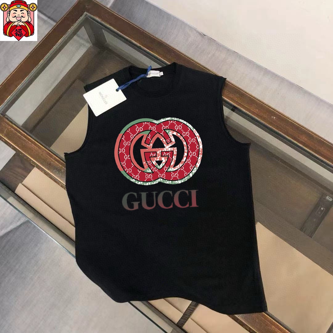 Gucci 品牌【GUCCI 古奇】2025夏季新品背心T袖 简约款式 任何人都可以轻松驾驶 进口定制丝光棉面料 手软舒适有型 吸汗透气