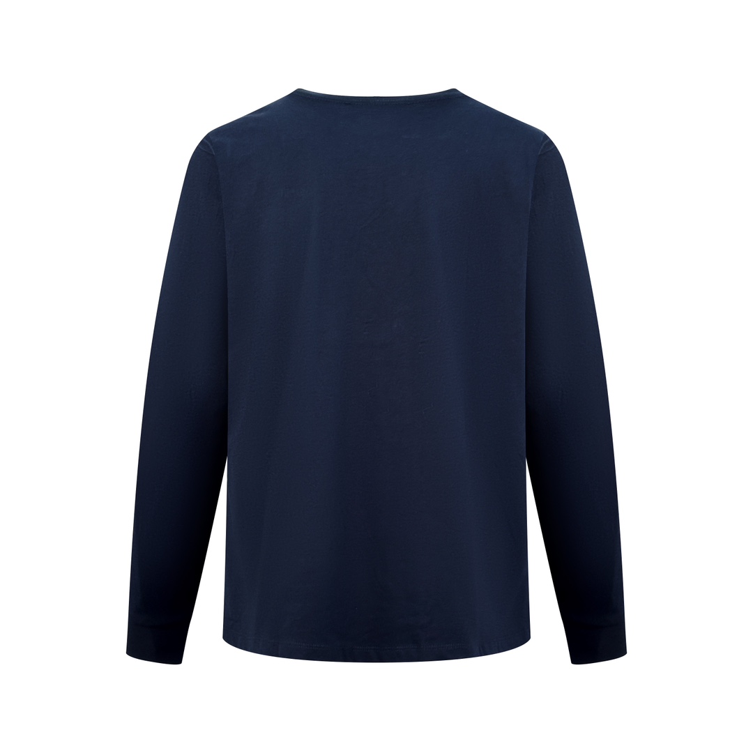 。Miu Miu 徽标刺绣长袖定制定染奢逸双股绵柔缎 柔软细腻 舒适贴肤 邂逅蓝调中的高雅秘境 优雅而深