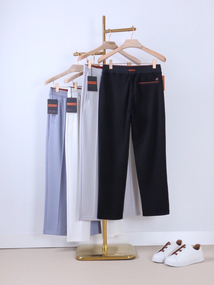 Ermenegildo Zegna 杰尼亚空气层质感长裤休闲裤\n质感老钱男士束腰直筒休闲裤，裤腰罗纹撞