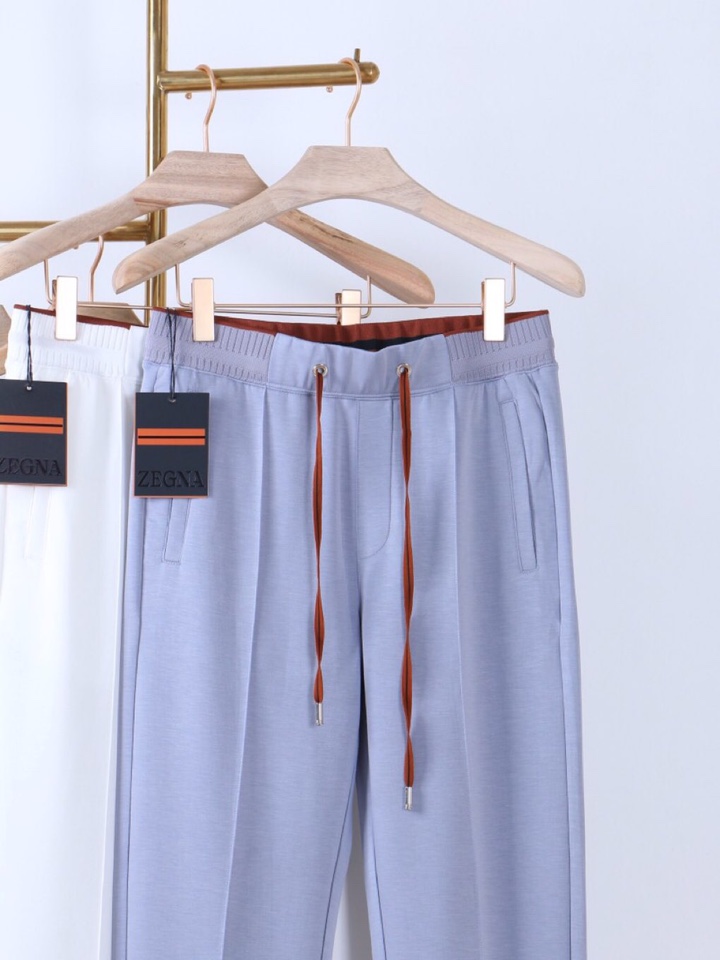 Ermenegildo Zegna 杰尼亚空气层质感长裤休闲裤\n质感老钱男士束腰直筒休闲裤，裤腰罗纹撞