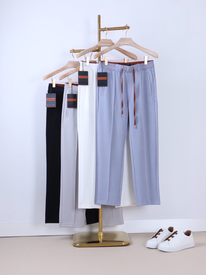 Ermenegildo Zegna 杰尼亚空气层质感长裤休闲裤\n质感老钱男士束腰直筒休闲裤，裤腰罗纹撞