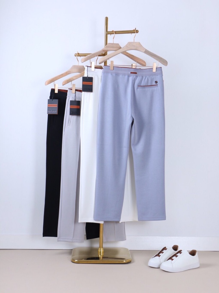 Ermenegildo Zegna 杰尼亚空气层质感长裤休闲裤\n质感老钱男士束腰直筒休闲裤，裤腰罗纹撞