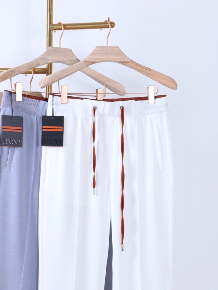 Ermenegildo Zegna 杰尼亚空气层质感长裤休闲裤\n质感老钱男士束腰直筒休闲裤，裤腰罗纹撞