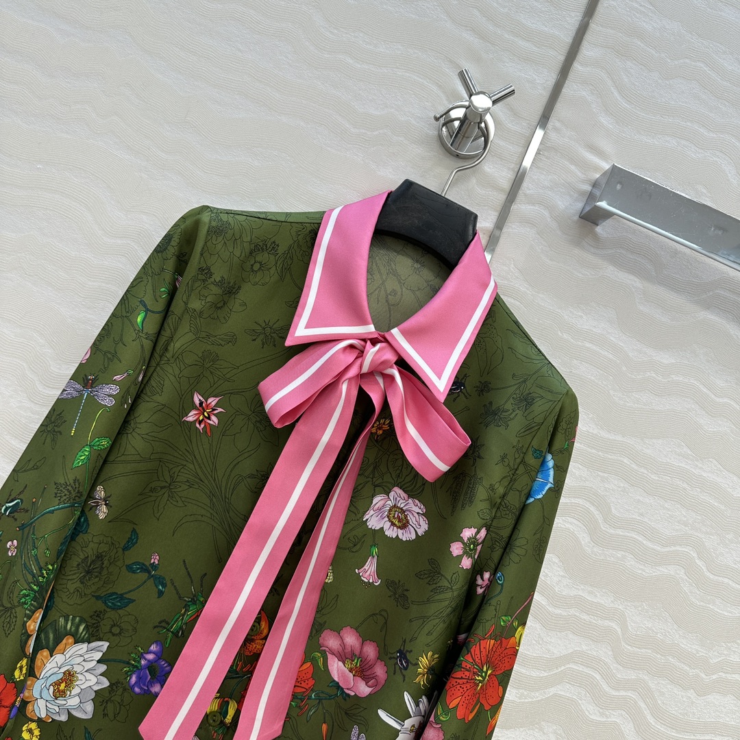 独家首发❤️原单品质💕GG浪漫度假印花真丝衬衫！全定位对花工艺，16姆米 100%真丝斜纹绸质感超赞！气