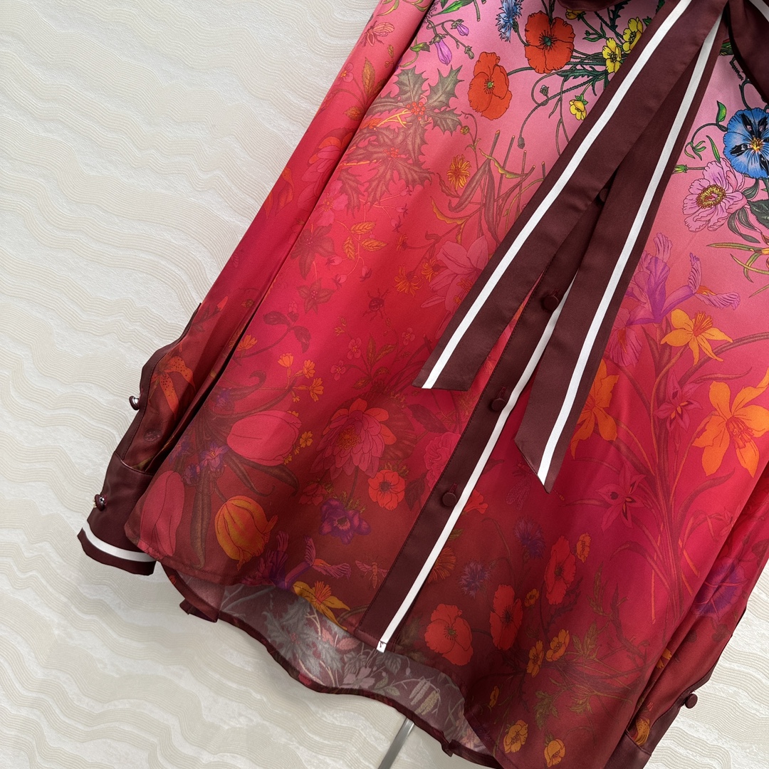 独家首发❤️原单品质💕GG浪漫度假印花真丝衬衫！全定位对花工艺，16姆米 100%真丝斜纹绸质感超赞！气