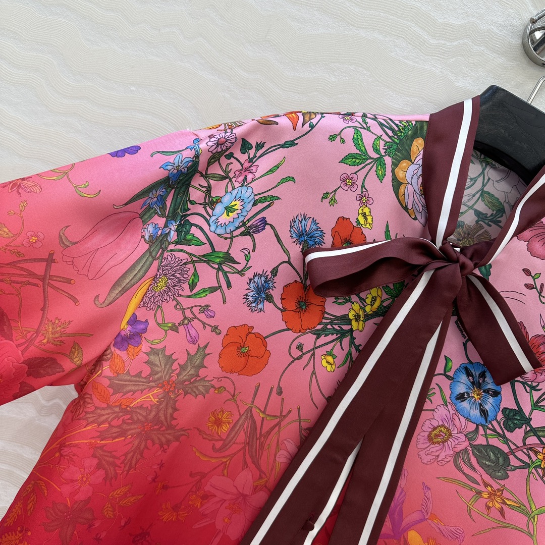 独家首发❤️原单品质💕GG浪漫度假印花真丝衬衫！全定位对花工艺，16姆米 100%真丝斜纹绸质感超赞！气