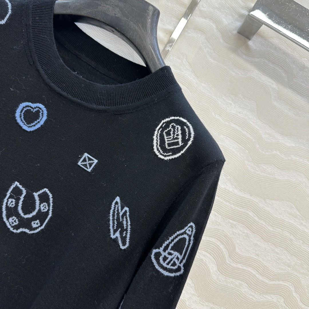 独家首发，原单品质❤️H高智感穿搭！早秋新品提花长袖上衣！18针进口100%羊毛纱线细腻柔软的手感无敌赞