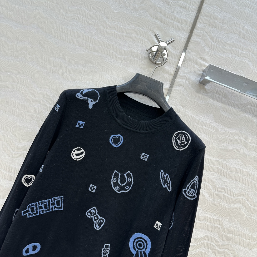 独家首发，原单品质❤️H高智感穿搭！早秋新品提花长袖上衣！18针进口100%羊毛纱线细腻柔软的手感无敌赞