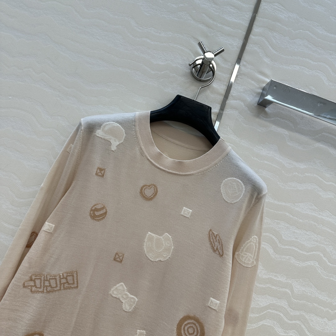 独家首发，原单品质❤️H高智感穿搭！早秋新品提花长袖上衣！18针进口100%羊毛纱线细腻柔软的手感无敌赞