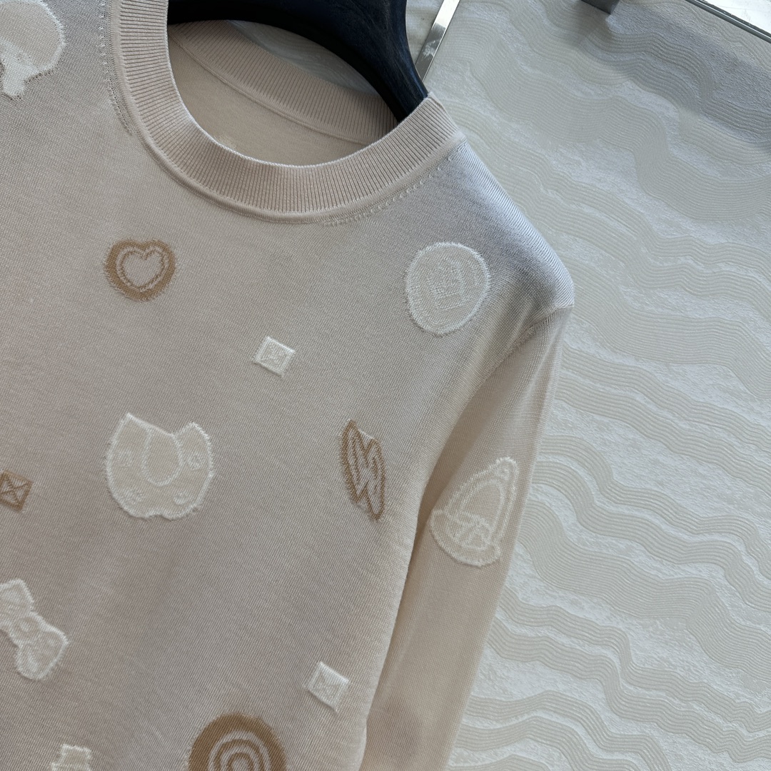 独家首发，原单品质❤️H高智感穿搭！早秋新品提花长袖上衣！18针进口100%羊毛纱线细腻柔软的手感无敌赞