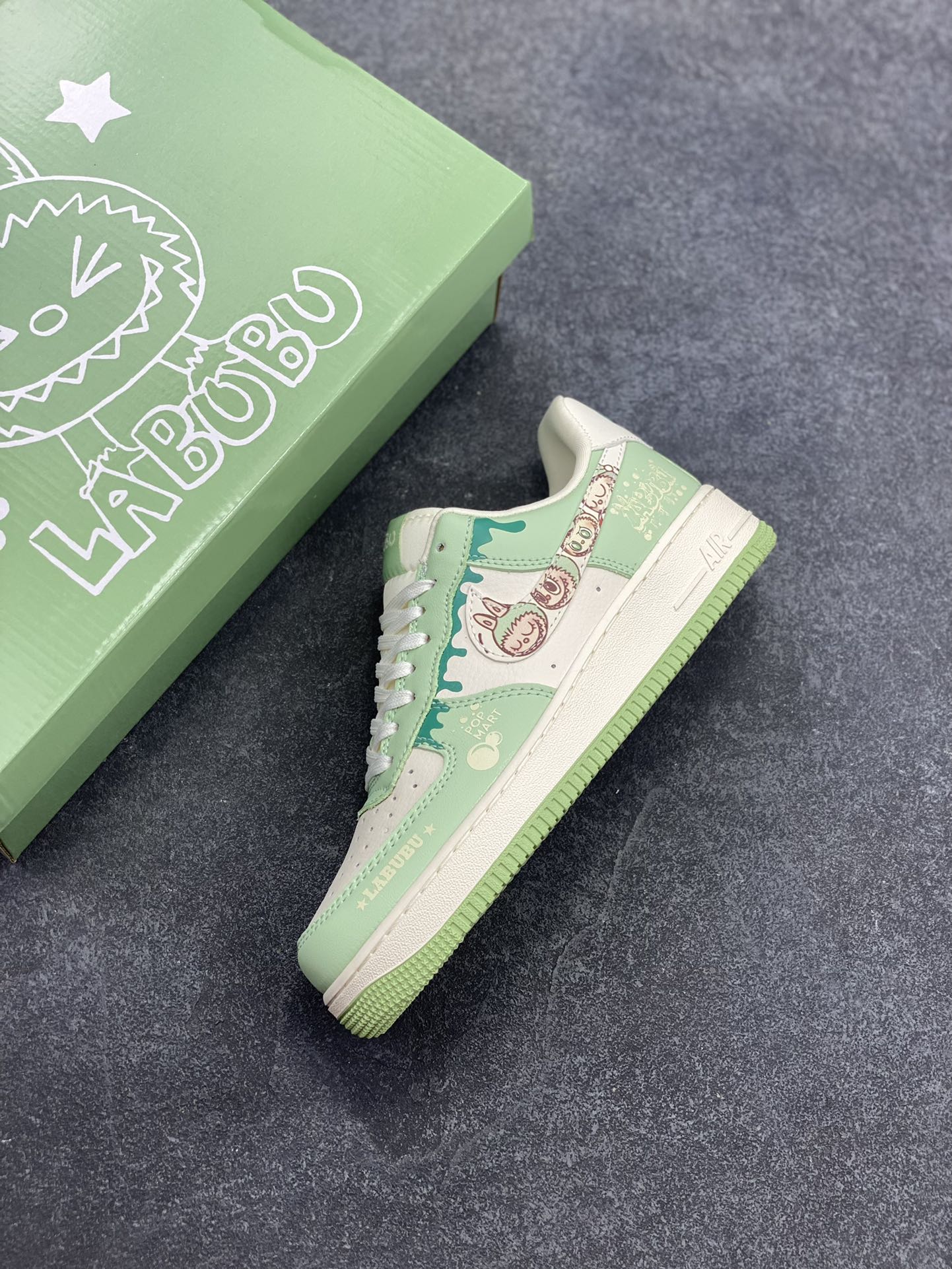 图片[7]-NIke Air Force 1 \’07 Low “米绿拉布布”空军一号 低帮 运动鞋 休闲鞋 折边针车 工艺难度大 原楦头原纸板 原装鞋盒 定制五金配件 内置全掌气垫 原厂鞋底 货号：KB1688-007 尺码：36 36.5 37.5 38 38.5 39 40 40.5 41 42 42.5 43 44 44.5 45-选品中心