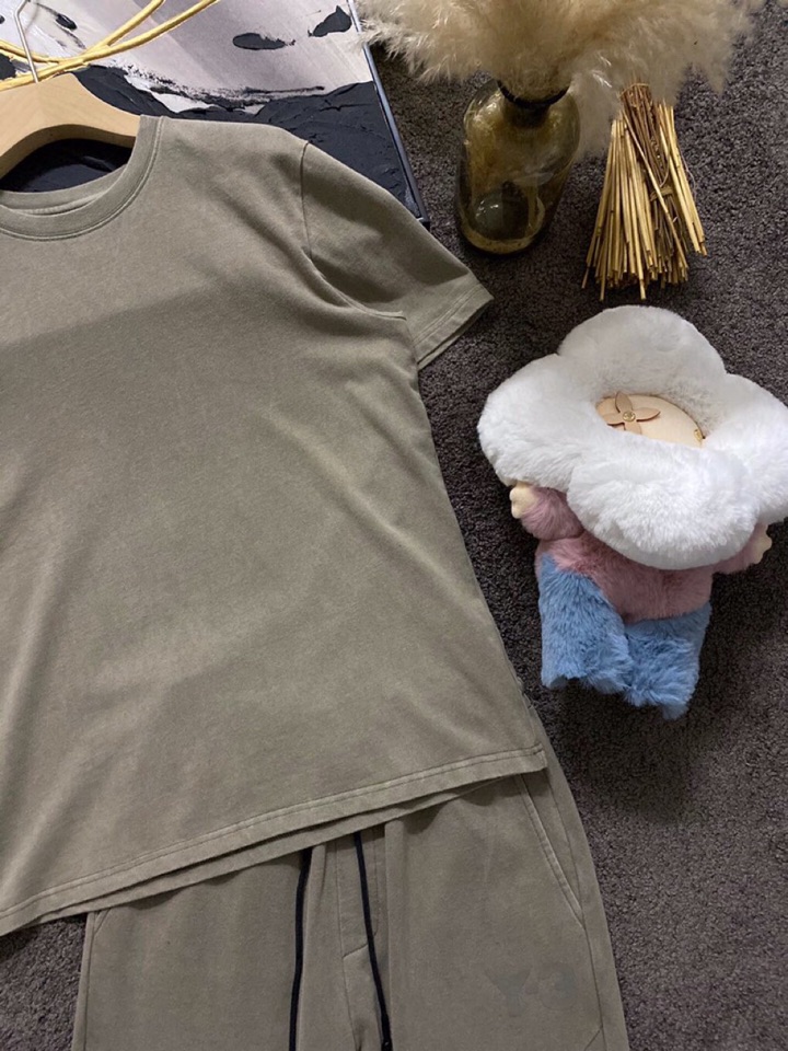 Y-3 山本耀司春夏/SS 主推仿旧水洗褪色短袖圆领T恤套装，定制贵柜品质巴黎百分棉260克长绒棉面料，