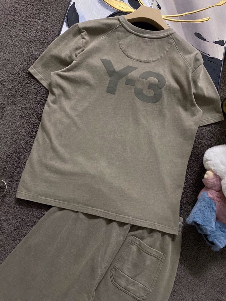 Y-3 山本耀司春夏/SS 主推仿旧水洗褪色短袖圆领T恤套装，定制贵柜品质巴黎百分棉260克长绒棉面料，