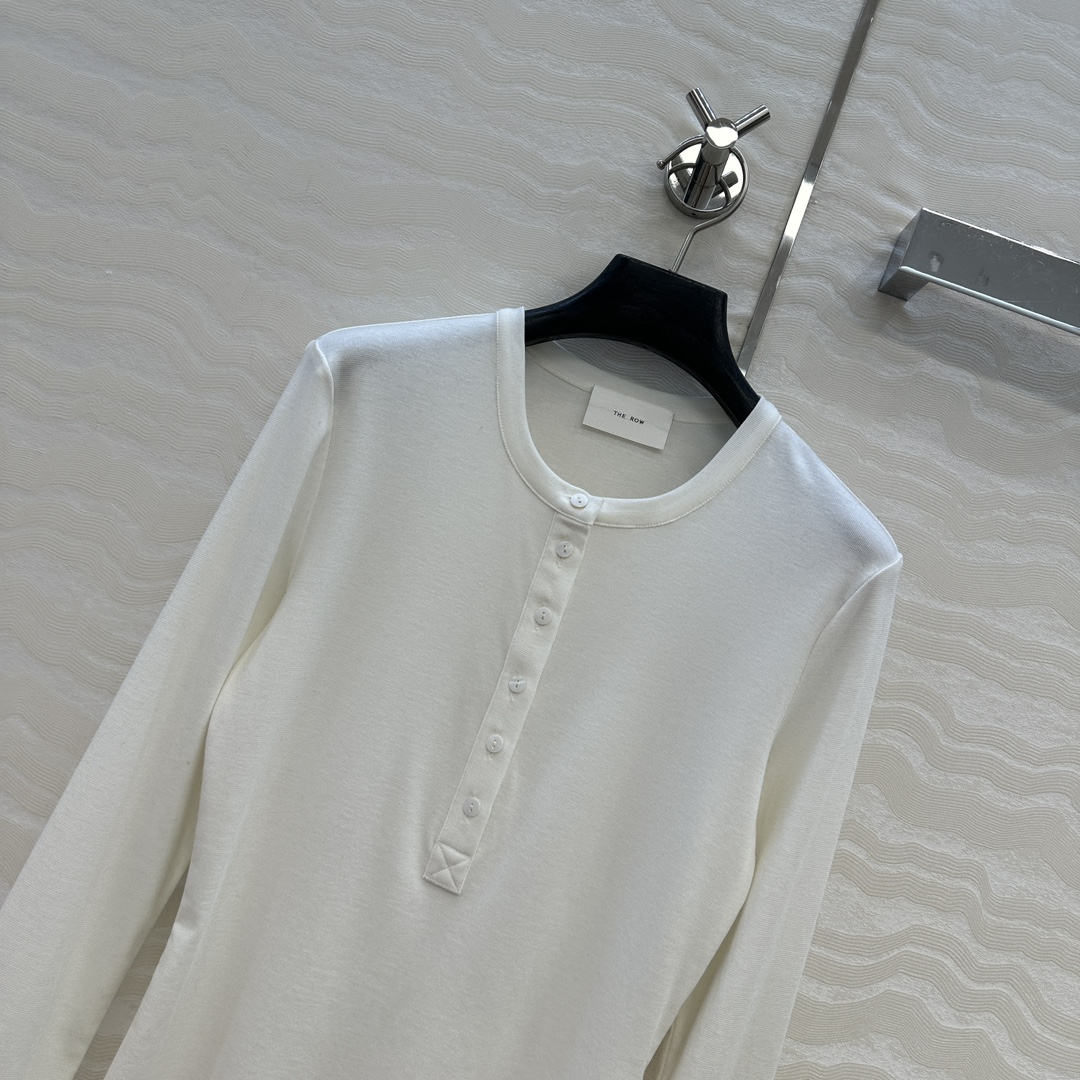 独家首发❤️原单品质，Row风纸片人穿搭！亨利领进口天丝羊毛打底衫！定制深海灰贝壳扣。超级显瘦神器！极简