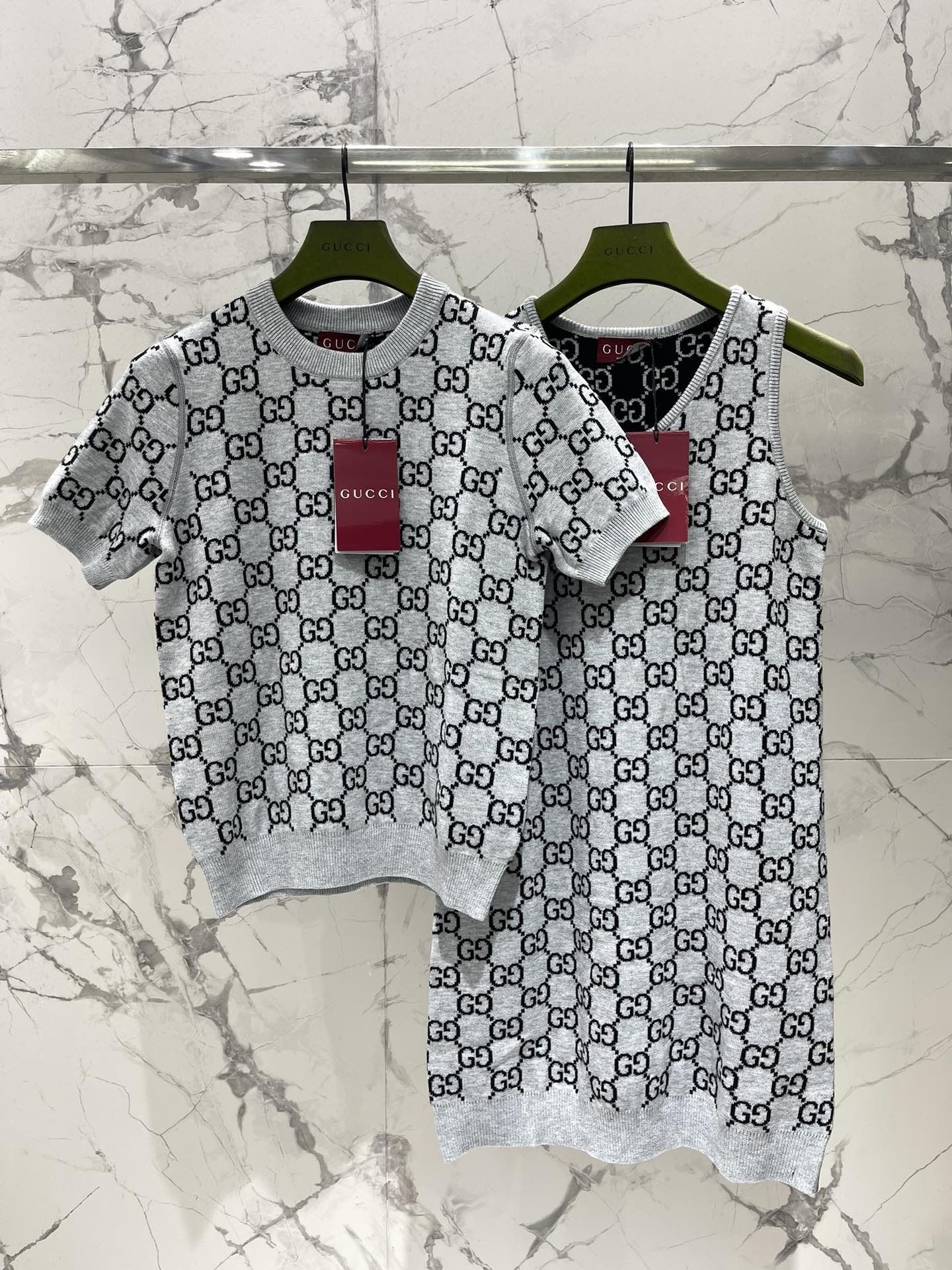 𝗚𝗨𝗖𝗖𝗜* 古驰GG羊毛提花迷你连衣裙🌟【面料细节美到窒息】🌟🔸GG提花羊毛：立体双G logo像浮雕