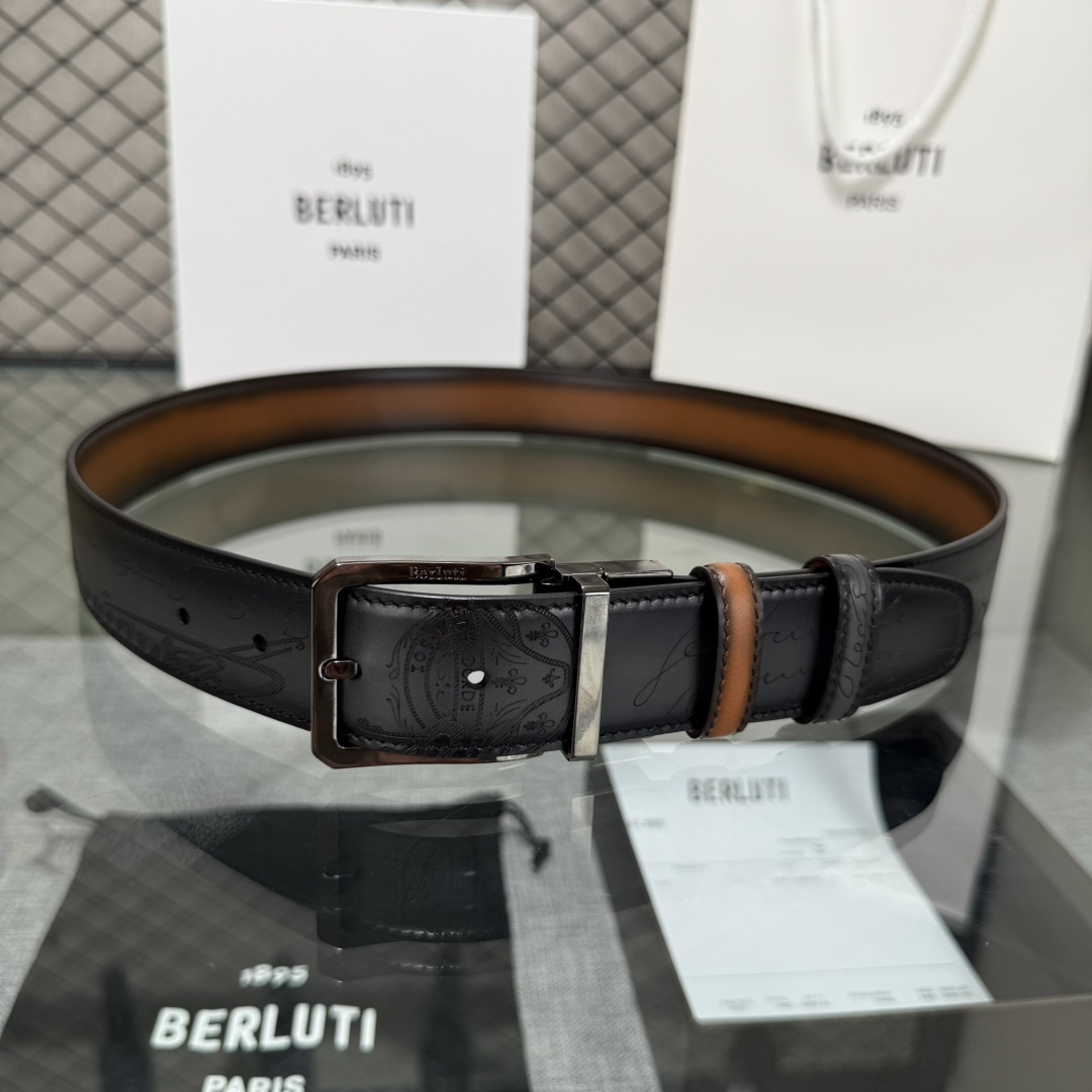 配原包装3.5宽Berluti 布鲁提 新款上新🆕 最新款男士腰带，高端质感感受，顶级擦色小牛皮质感极好