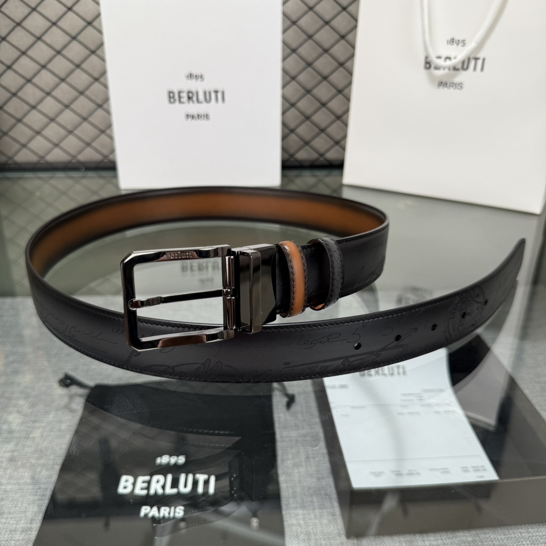 配原包装3.5宽Berluti 布鲁提 新款上新🆕 最新款男士腰带，高端质感感受，顶级擦色小牛皮质感极好