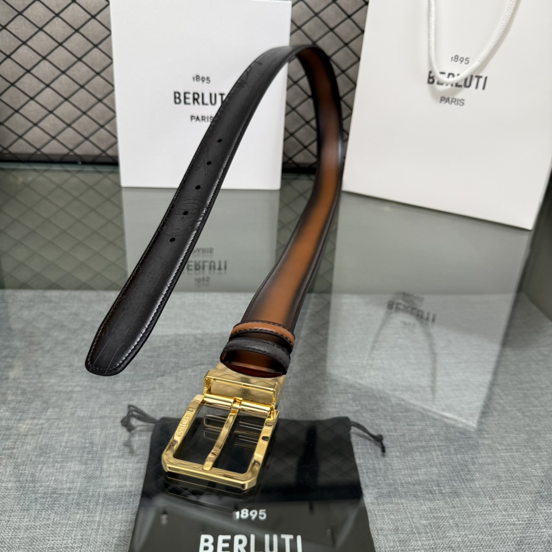 配原包装3.5宽Berluti 布鲁提 新款上新🆕 最新款男士腰带，高端质感感受，顶级擦色小牛皮质感极好