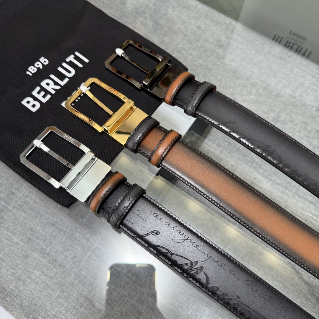 配原包装3.5宽Berluti 布鲁提 新款上新🆕 最新款男士腰带，高端质感感受，顶级擦色小牛皮质感极好
