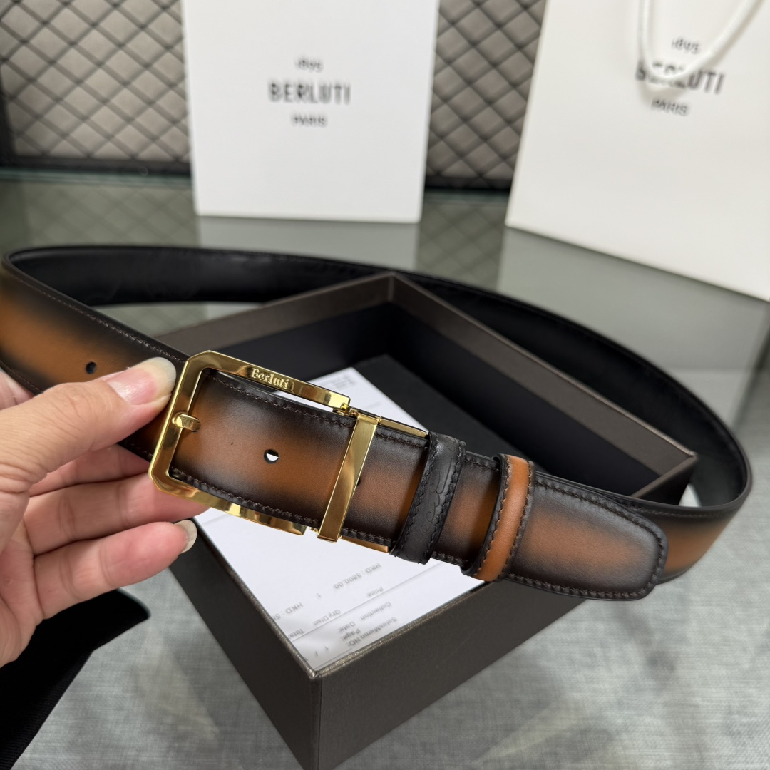 配原包装3.5宽Berluti 布鲁提 新款上新🆕 最新款男士腰带，高端质感感受，顶级擦色小牛皮质感极好