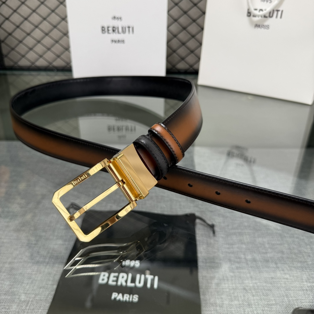 配原包装3.5宽Berluti 布鲁提 新款上新🆕 最新款男士腰带，高端质感感受，顶级擦色小牛皮质感极好