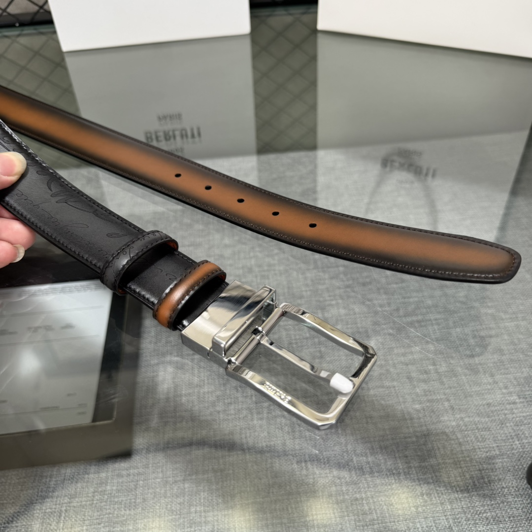 配原包装3.5宽Berluti 布鲁提 新款上新🆕 最新款男士腰带，高端质感感受，顶级擦色小牛皮质感极好