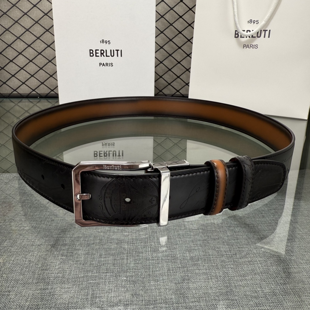 配原包装3.5宽Berluti 布鲁提 新款上新🆕 最新款男士腰带，高端质感感受，顶级擦色小牛皮质感极好