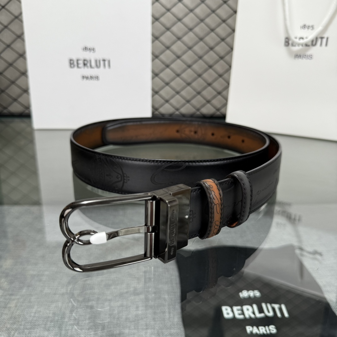 配原包装3.5宽Berluti 布鲁提 新款上新🆕 最新款男士腰带，高端质感感受，顶级擦色小牛皮质感极好