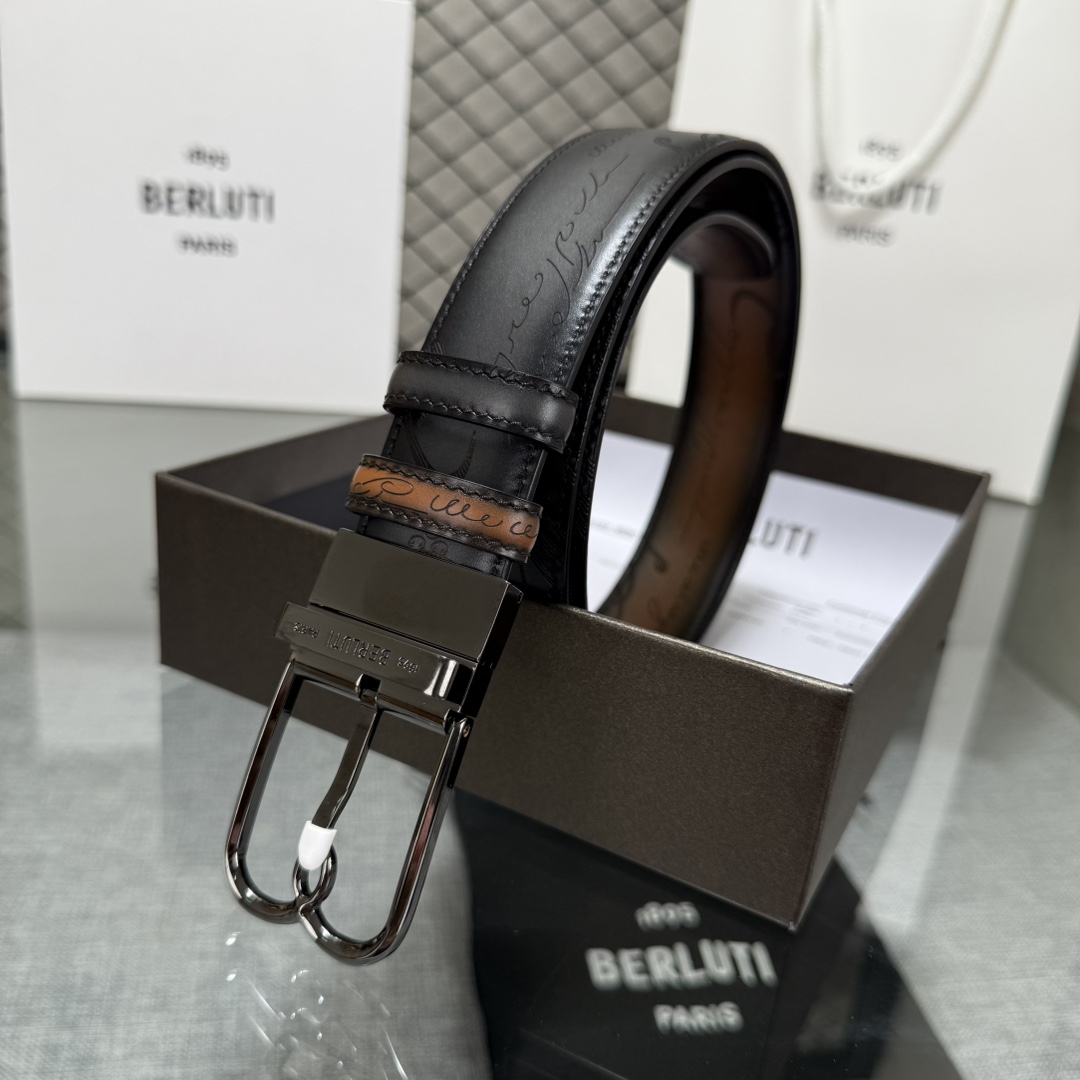 配原包装3.5宽Berluti 布鲁提 新款上新🆕 最新款男士腰带，高端质感感受，顶级擦色小牛皮质感极好