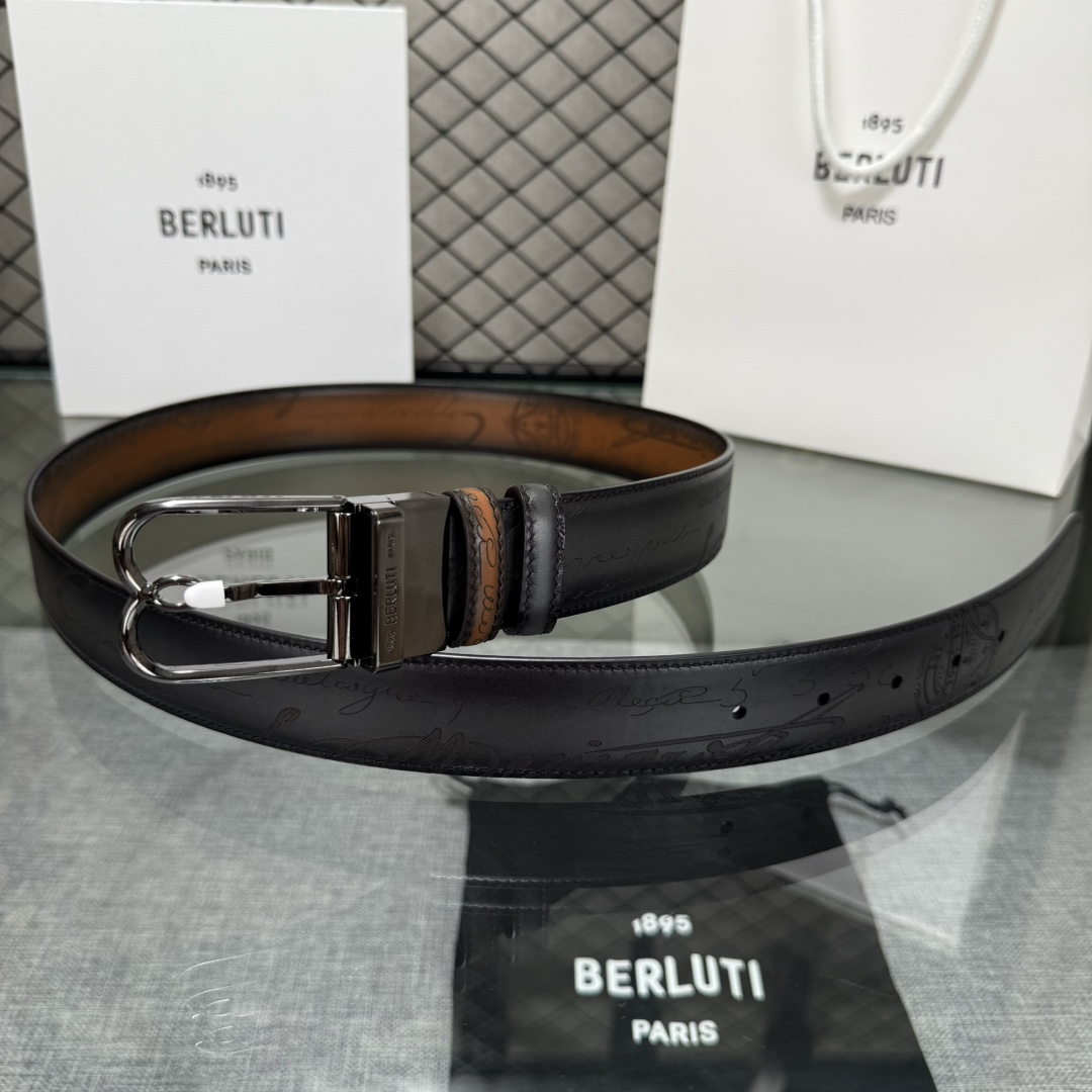 配原包装3.5宽Berluti 布鲁提 新款上新🆕 最新款男士腰带，高端质感感受，顶级擦色小牛皮质感极好
