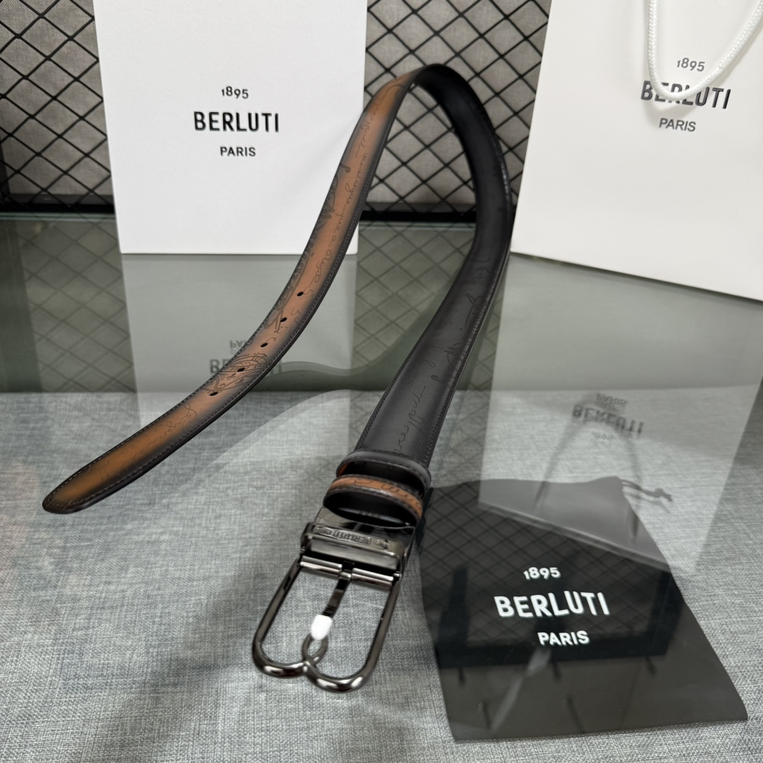 配原包装3.5宽Berluti 布鲁提 新款上新🆕 最新款男士腰带，高端质感感受，顶级擦色小牛皮质感极好