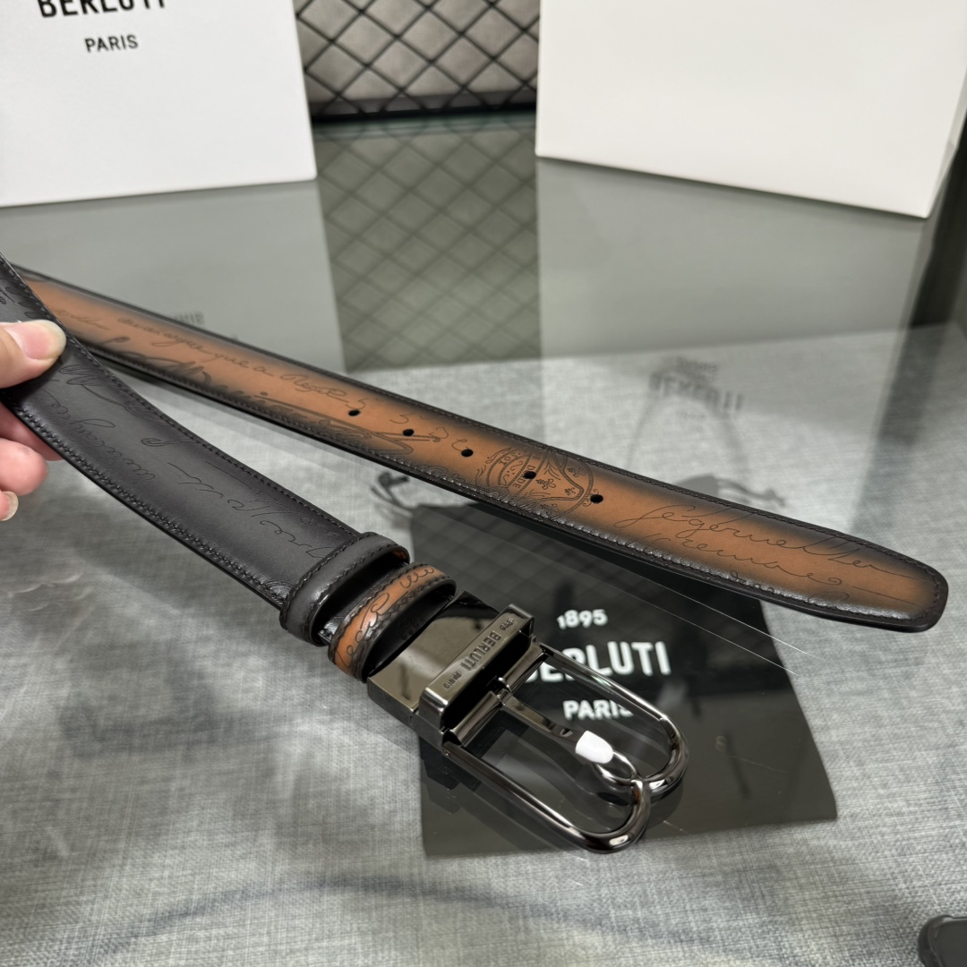 配原包装3.5宽Berluti 布鲁提 新款上新🆕 最新款男士腰带，高端质感感受，顶级擦色小牛皮质感极好