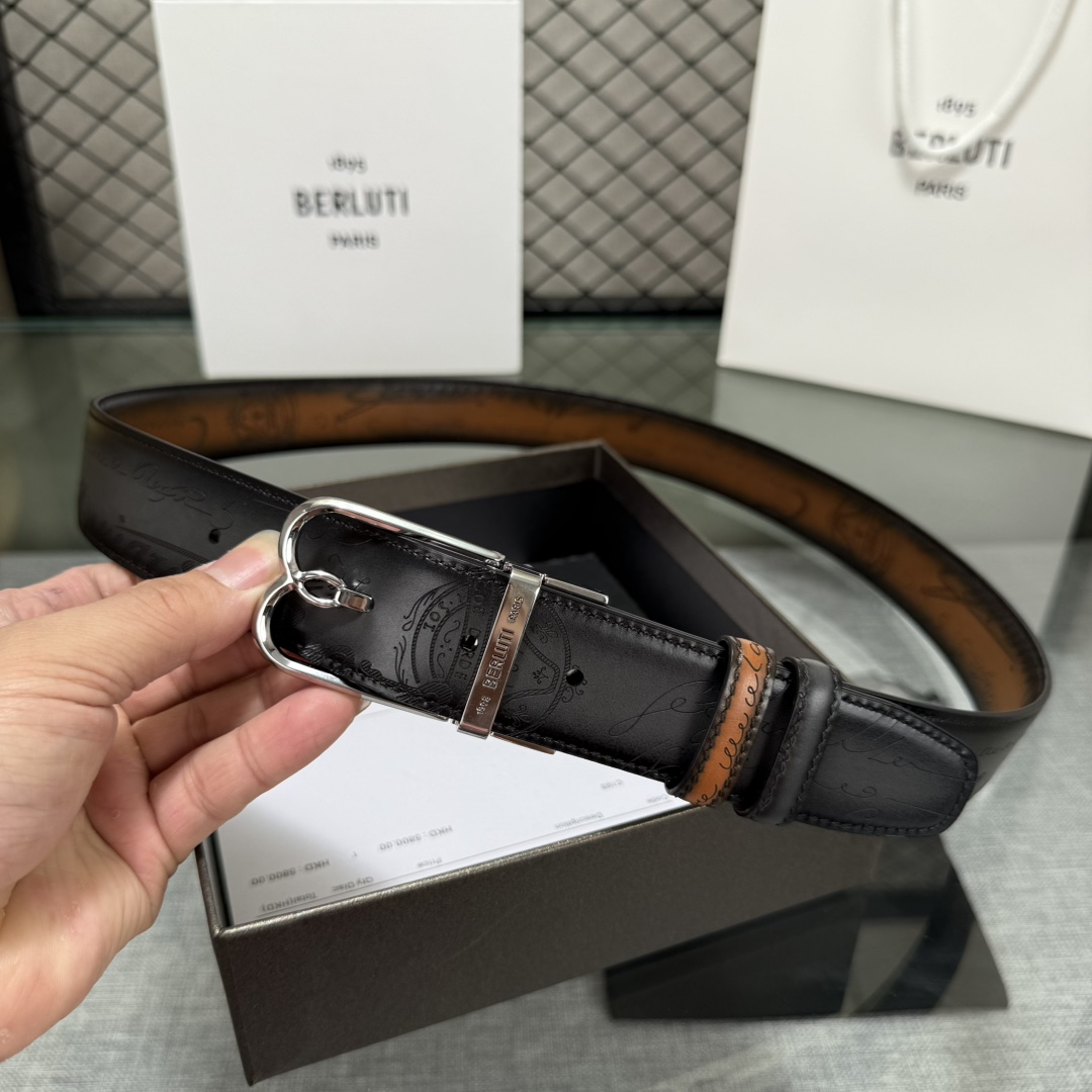 配原包装3.5宽Berluti 布鲁提 新款上新🆕 最新款男士腰带，高端质感感受，顶级擦色小牛皮质感极好