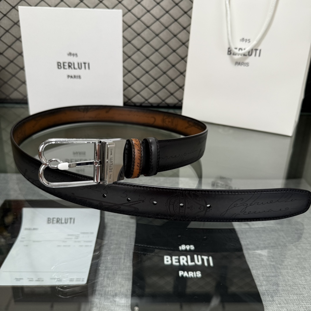 配原包装3.5宽Berluti 布鲁提 新款上新🆕 最新款男士腰带，高端质感感受，顶级擦色小牛皮质感极好